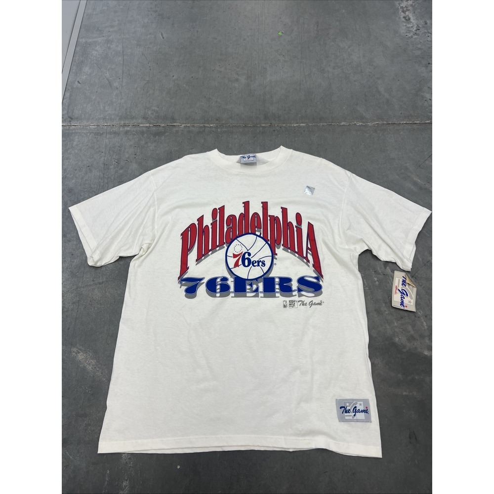 vintage philadelphia 76ers The Game White T-shirt Size XL Made In USA